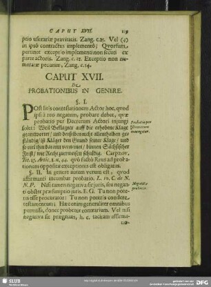 Caput XVII. De Probationibus In Genere