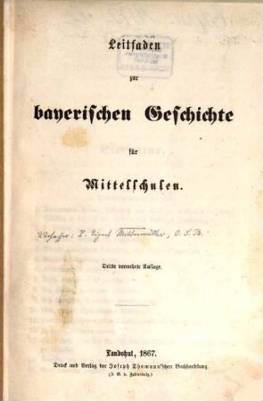 Leitfaden zur bayerischen Geschichte für Mittelschulen