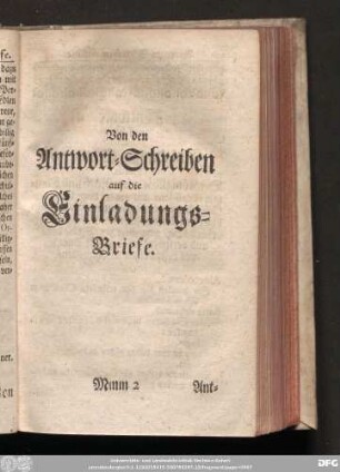 Von den Antwort-Schreiben auf die Einladungs-Briefe.
