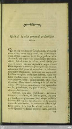 Quid sit in vita communi probabiliter dicere