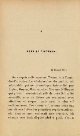X Reprise d'Hernani. 12 février 1844