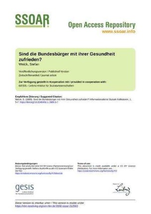 Sind die Bundesbürger mit ihrer Gesundheit zufrieden?