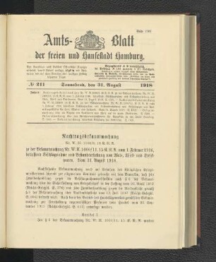 No. 211, 31. August 1918