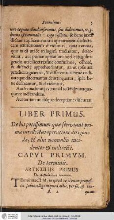 Capvt Primvm. De terminis.