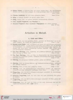 Arbeiten in Metall (Nr. 148 - 269)