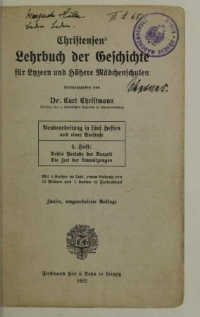 H. 4: Dritte Periode der Neuzeit, die Zeit der Umwälzungen