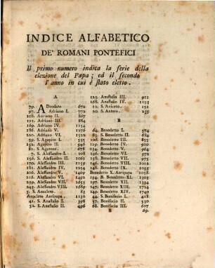Storia Critico-Cronologica De'Romani Pontefici E de'Generali e Provinciali Concilj, [13]. Indice Generale Della Storia Critico-Cronologica De'Romani Pontefici E de'Generali e Provinciali Concilij