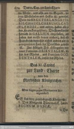 Das XI. Capitel zur Land-Charte von den Nordischen Königreichen