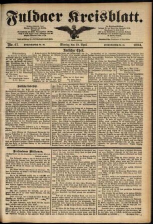 Ausgabe vom Montag, den 18. April 1904.