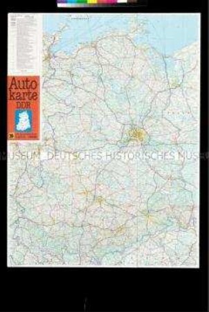 Autokarte der DDR mit touristischen Angaben