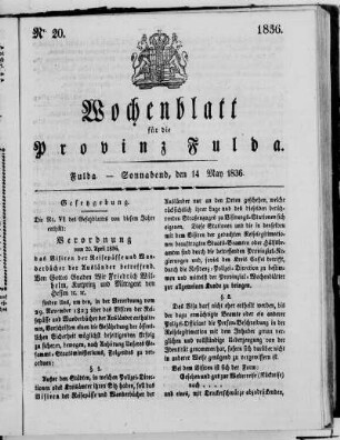 Nr. 20, Ausgabe vom 14. Mai 1836