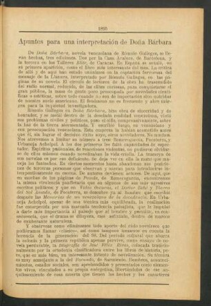 Apuntes para una interpretación de Doña Bárbara