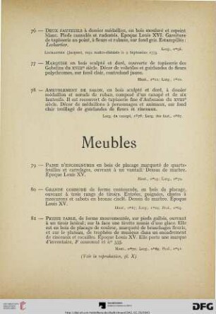 Meubles (Nr. 79-89) mit Planche XI-XII