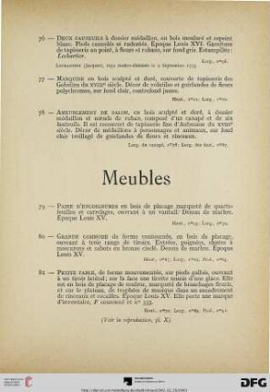 Meubles (Nr. 79-89) mit Planche XI-XII