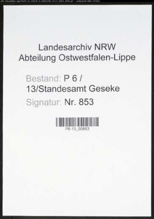 Heiratsregister Standesamt Geseke