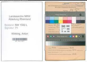 Entnazifizierung Anton Winking , geb. 19.05.1905 (Schoeffe)