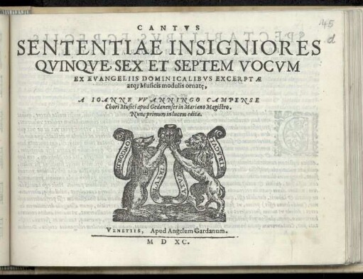 Johann Wanningus: Sententiae insigniores quinque, sex et septem vocum. Cantus