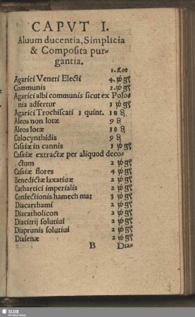 Caput I. Aluum decentia, Simplicia & Composita purgantia