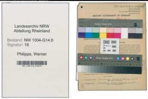 Entnazifizierung Werner Philipps , geb. 19.06.1914 (Geschaeftsfuehrer)
