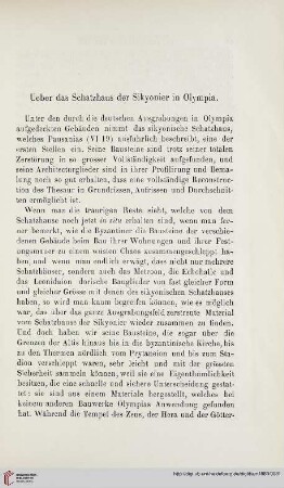 8: Ueber das Schatzhaus der Sikyonier in Olympia