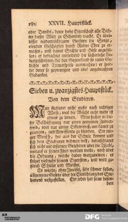 XXVII. Hauptstück. Von dem Studieren.