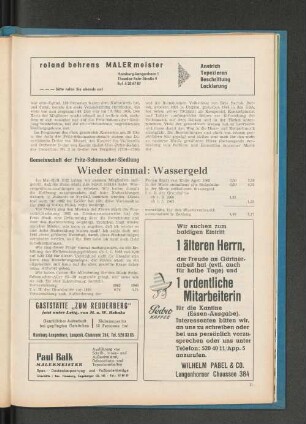 Gemeinschaft der Fritz-Schumacher-Siedlung: Wieder einmal: Wassergeld