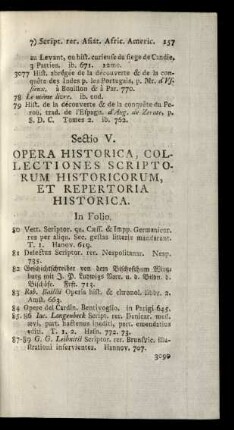 Sectio V. Opera Historica, Collectiones Scriptorum Historicorum, Et Repertoria Historica.