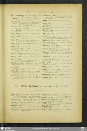 XI. Elsass-Lothringer Bezirksverein.