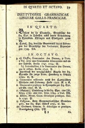 Institutiones Grammaticæ Linguæ Gallo-Francicæ.