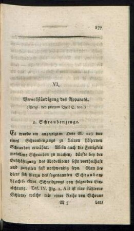 VI. Vervollständigung des Apparats