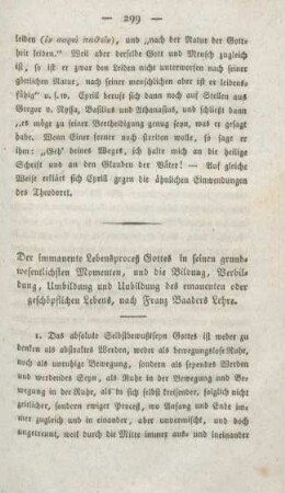 299-345 Der immanente Lebensproceß Gottes in seinen grundwesentlichen Momenten, und die Bildung, Verbildung, Umbildung und Unbildung des emanenten oder geschöpflichen Lebens, nach Franz Baaders Lehre
