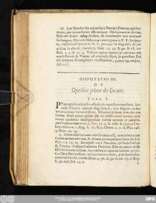 Disputatio III. De Operibus primo die Creatis.