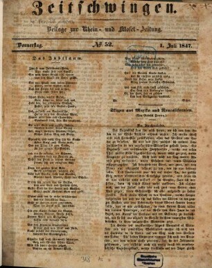 Zeitschwingen. 1847, Juli - Dez.