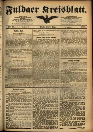 Ausgabe vom Montag, den 09. März 1908.