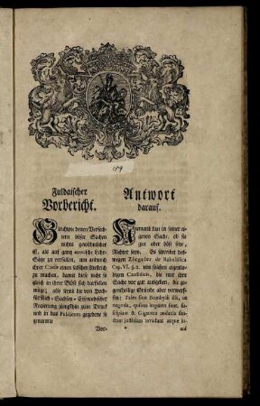 Fuldaischer Vorbericht. Antwort darauf.