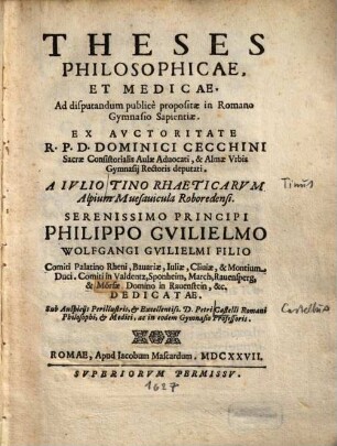 Theses philosophicae et medicae