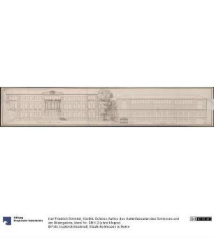 Köstritz. Schloss. Aufriss des Gartenfassaden des Schlosses und der Bildergalerie
