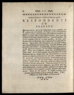 Nobilissimo Ornatissimoque Respondenti ...