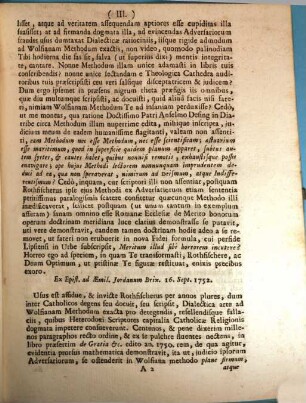 Epistola hortatoria ad Gregorium Rothfischerum : Brixiae 23 Septemb. 1754