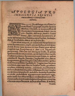 Responsio Ioannis Brentii ... Ad Calvmnias Sacramentariorum