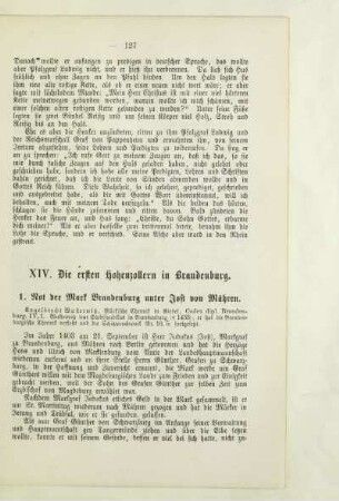 XIV. Die ersten Hohenzollern in Brandenburg