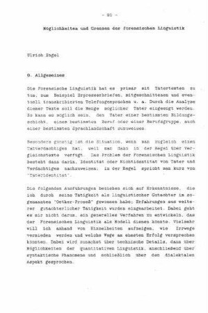 Möglichkeiten und Grenzen der forensischen Linguistik