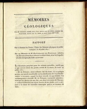 Mémoires Géologiques Rapport