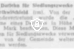 Darlehn für Siedlungszwecke