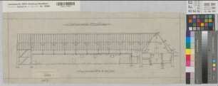 Wocklum (Balve) Ökonomiegebäude Kuhstall Schnitt 1928 1 : 100 23 x 65 Bleistiftzeichnung Landsberg-Velensches Bauamt Landsberg-Velen