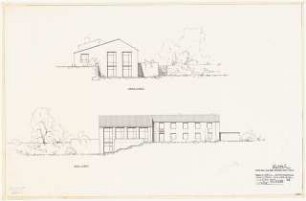 Gemeindehaus Berlin-Britz: Ansichten Nordwest und Südwest 1:100