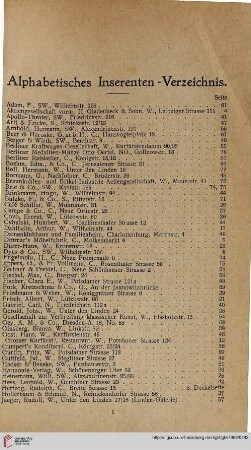 Alphabetisches Inserenten-Verzeichnis