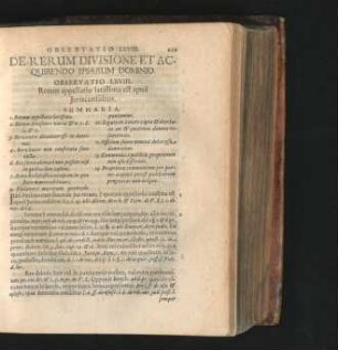De Rerum Divisione Et Acquirendo Ipsarum Domino. Obseravtio LXVIII. - LXXV.