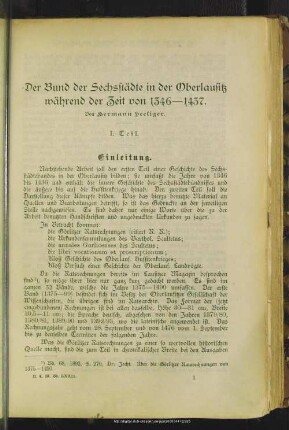 Der Bund der Sechsstädte in der Oberlausitz während der Zeit von 1346-1437
