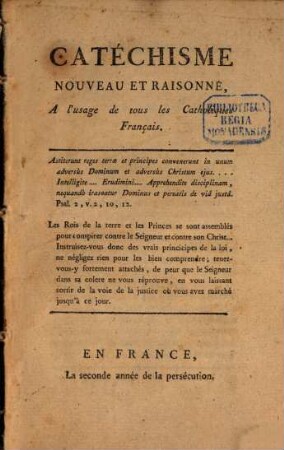 Catechisme Nouveau et raisonné